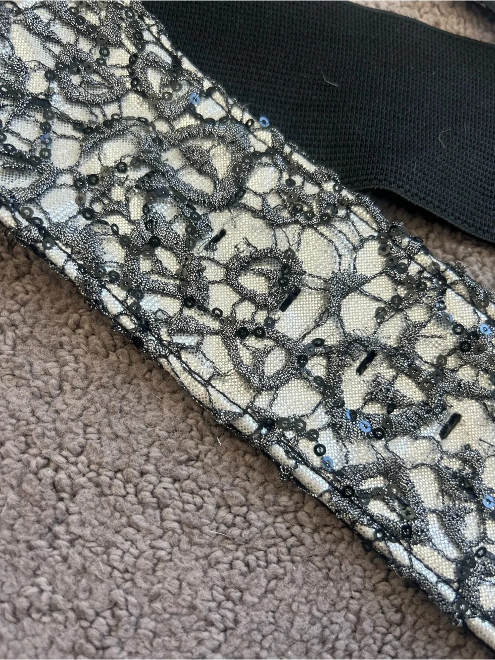 Buckle Black and Silver Stretch Belt with Rhinestone Buckle
